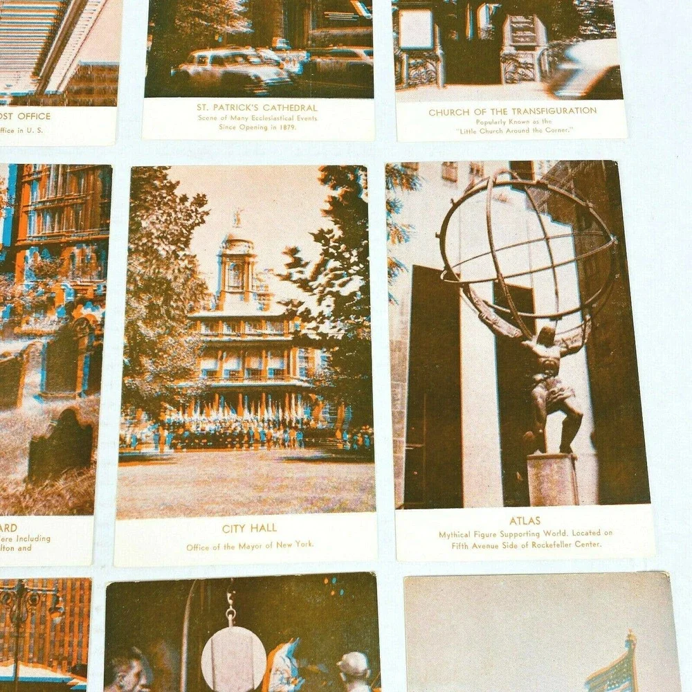 Vintage 1930s 3-D 12 Postcard Set‎ New York City